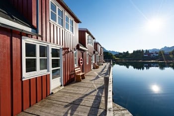 Røde hus i Lofoten